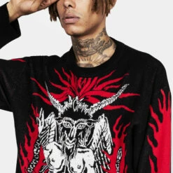 BET1 Baphomet Unisex Crew Jumper -Cheap Disturbia Shop AW22B180 Baphomet Unisex Jumper 004 800x