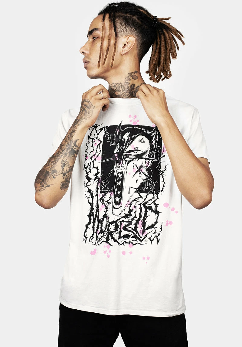 DMT1 Morbid Vintage Off White Washed T-Shirt 4 DMT1 Morbid Vintage Off White Washed T-Shirt - Image 4