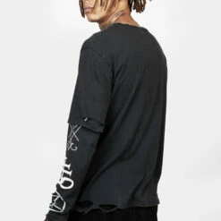 DMT1 Infernal Layered Long Sleeve T-Shirt -Cheap Disturbia Shop AW22DM244 INFERNAL LAYERED MENS LONG SLEEVE T SHIRT 001 800x