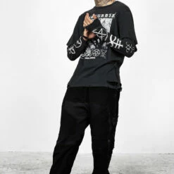 DMT1 Infernal Layered Long Sleeve T-Shirt -Cheap Disturbia Shop AW22DM244 INFERNAL LAYERED MENS LONG SLEEVE T SHIRT 005 800x