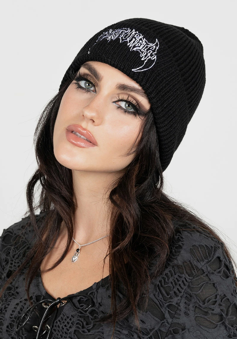 HXC1 Distorted Disturbia Embroidered Beanie 1 HXC1 Distorted Disturbia Embroidered Beanie