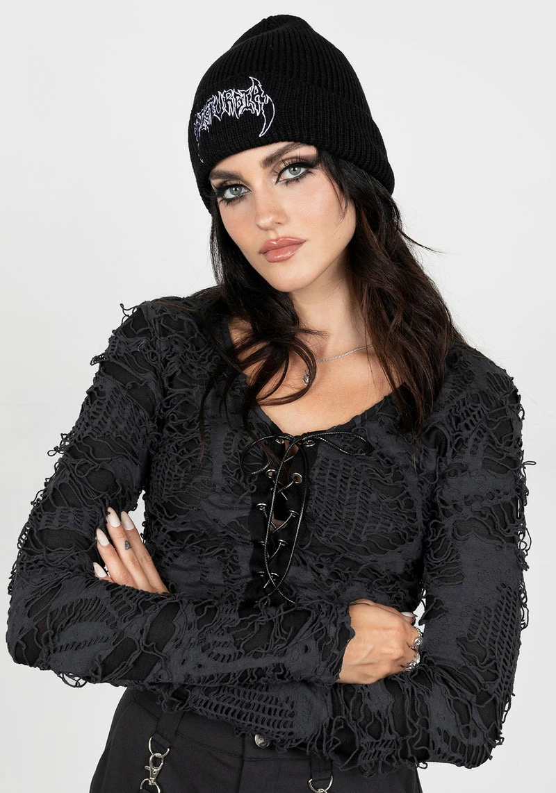 HXC1 Distorted Disturbia Embroidered Beanie 6 HXC1 Distorted Disturbia Embroidered Beanie - Image 6