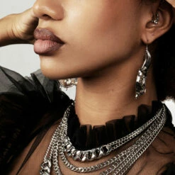 TOU1 Teeth Layered Multichain Necklace -Cheap Disturbia Shop AW22TS33 Teeth Layered Multichain Necklace 005 800x