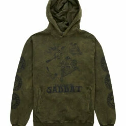 DMT1 Sabbat And Sun Green Acid Wash Pullover Hoody