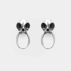 TOU1 Sphynx Silver Hoop Earrings