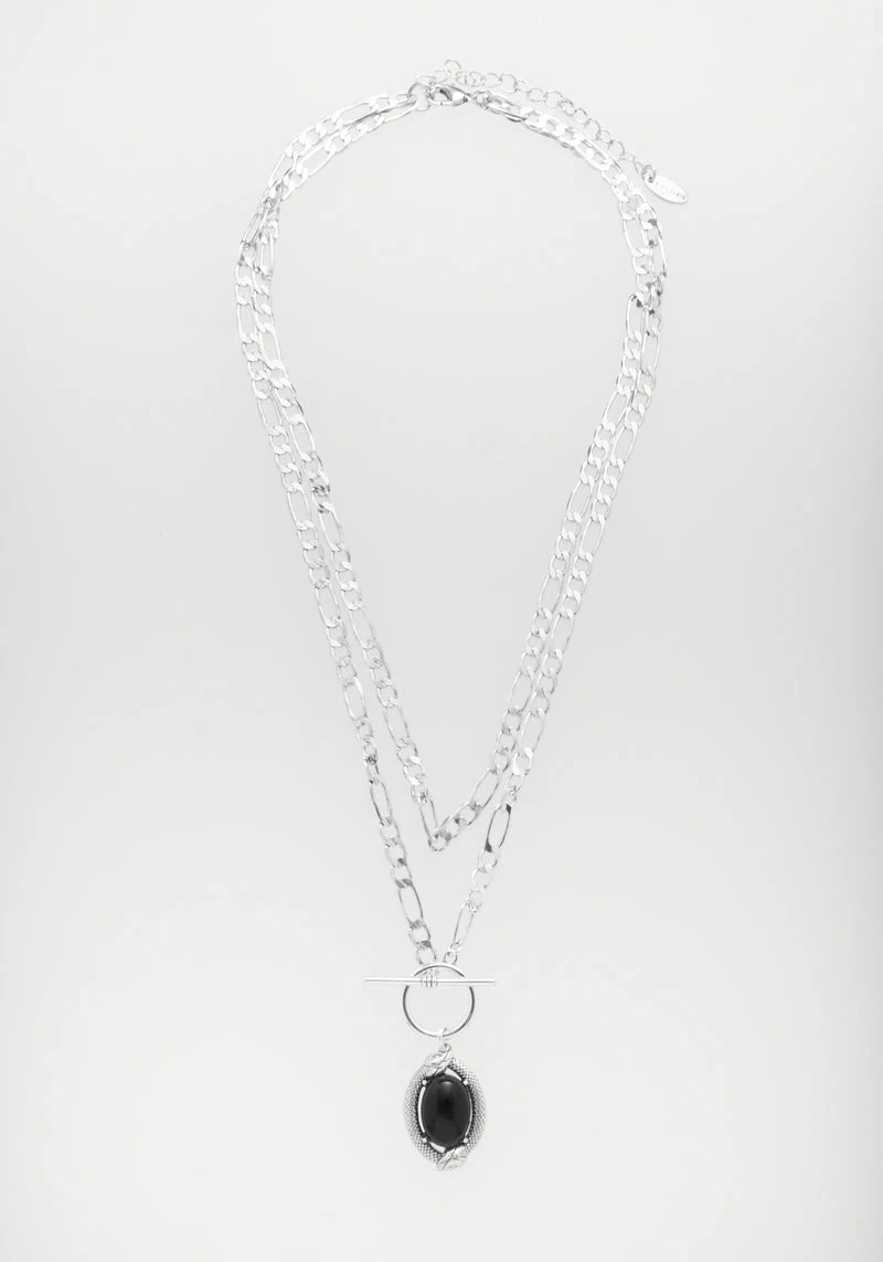 TOU1 Ouroboros Black Onyx Multi Chain Necklace 8 TOU1 Ouroboros Black Onyx Multi Chain Necklace - Image 8